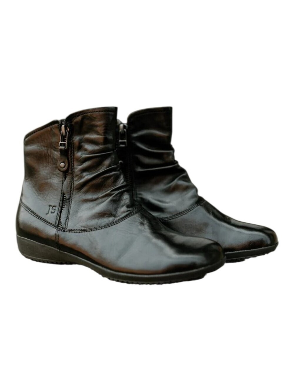 Josef Seibel Womens Black Leather Ruched Naly 24 Ankle Boots EU 40 (US 9-9.5)